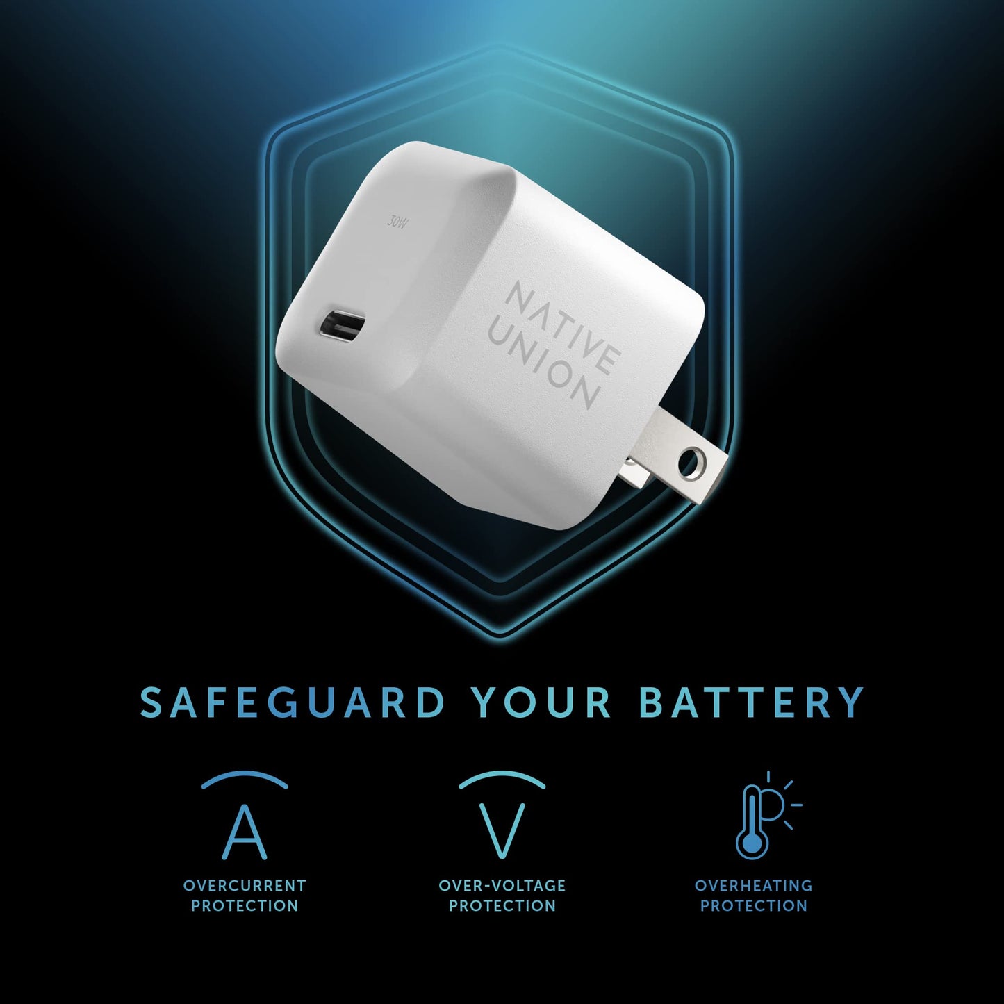 Native Union Fast GaN Charger PD 30W - Ultra-Compact Power Delivery Enabled USB-C Charger - Made of Recycled Materials - for MacBook Air, iPads