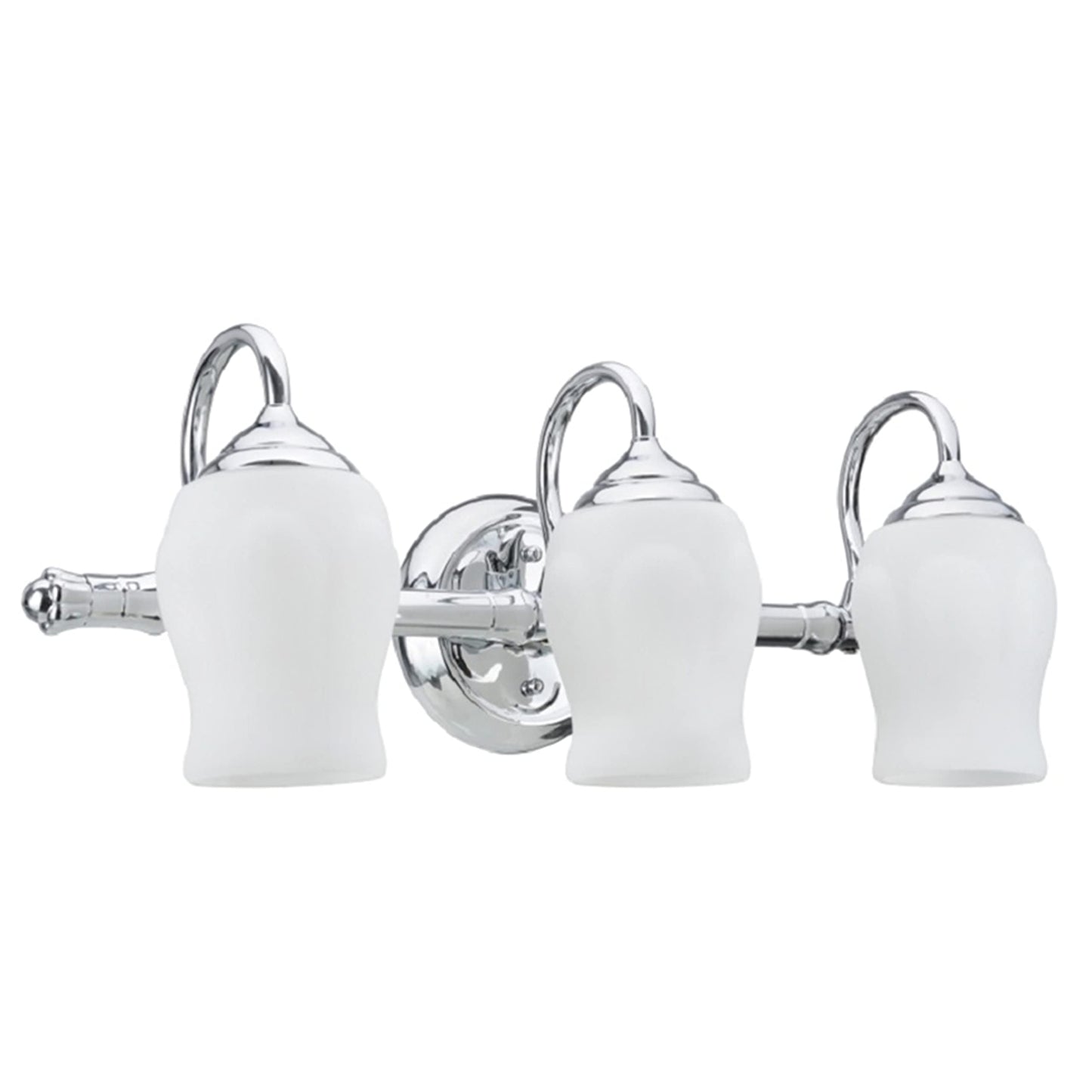 Aspen Creative 62065A, Three-Light Metal Bathroom Vanity Wall Light Fixture, 22 1/2" Wide, Transitional Design in Chrome with White Opal Glass Shade