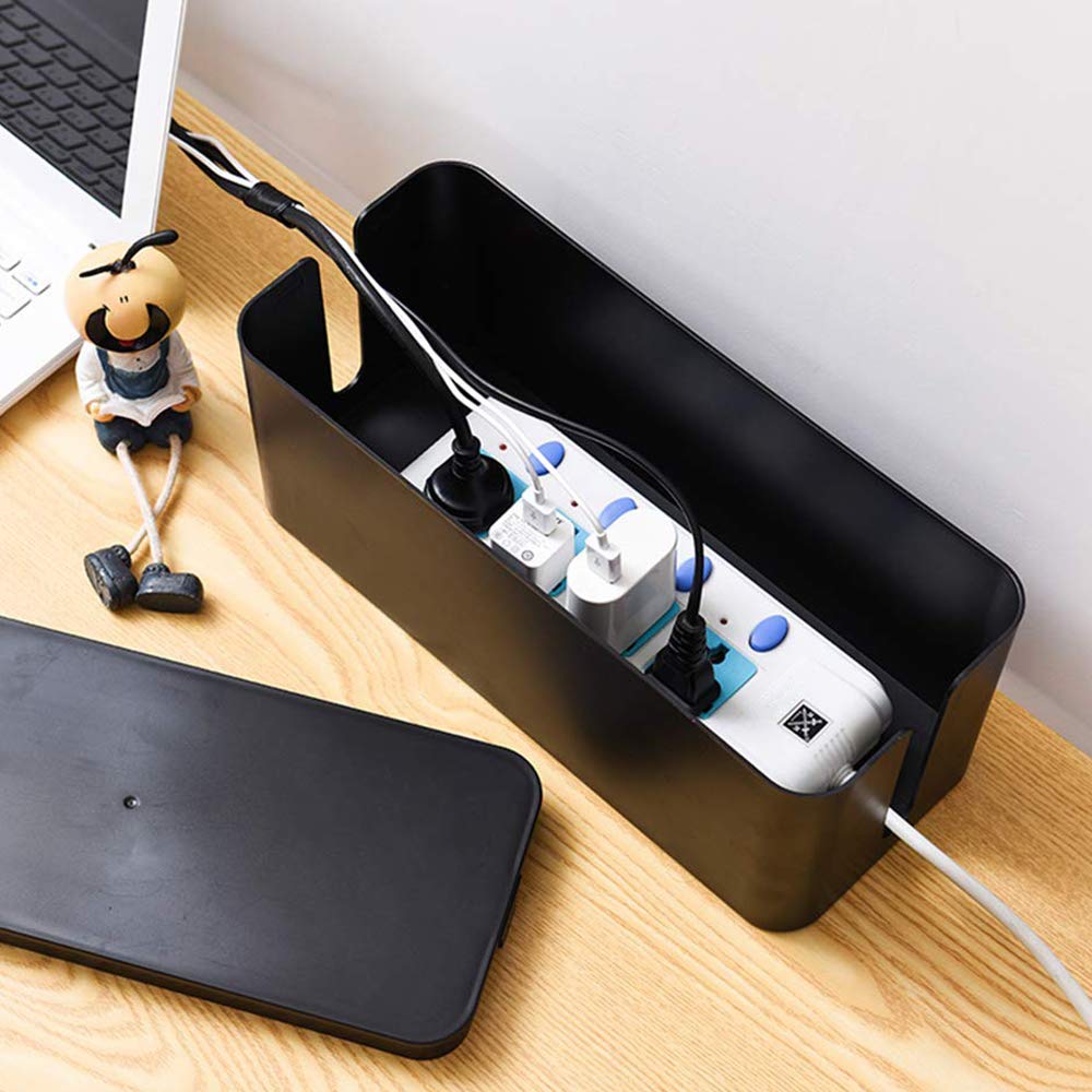 [Set of Three] Cable Management Boxes Organizer, Large Storage Wires Keeper Holder for Desk, TV, Computer, USB Hub, System to Cover and Hide & Power