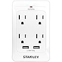 STANLEY SurgeQuad Surge Adapter 4 AC Outlets with 2 USB Ports 1080 Joules Surge Protection 2.1A USB Charging LED Indicator