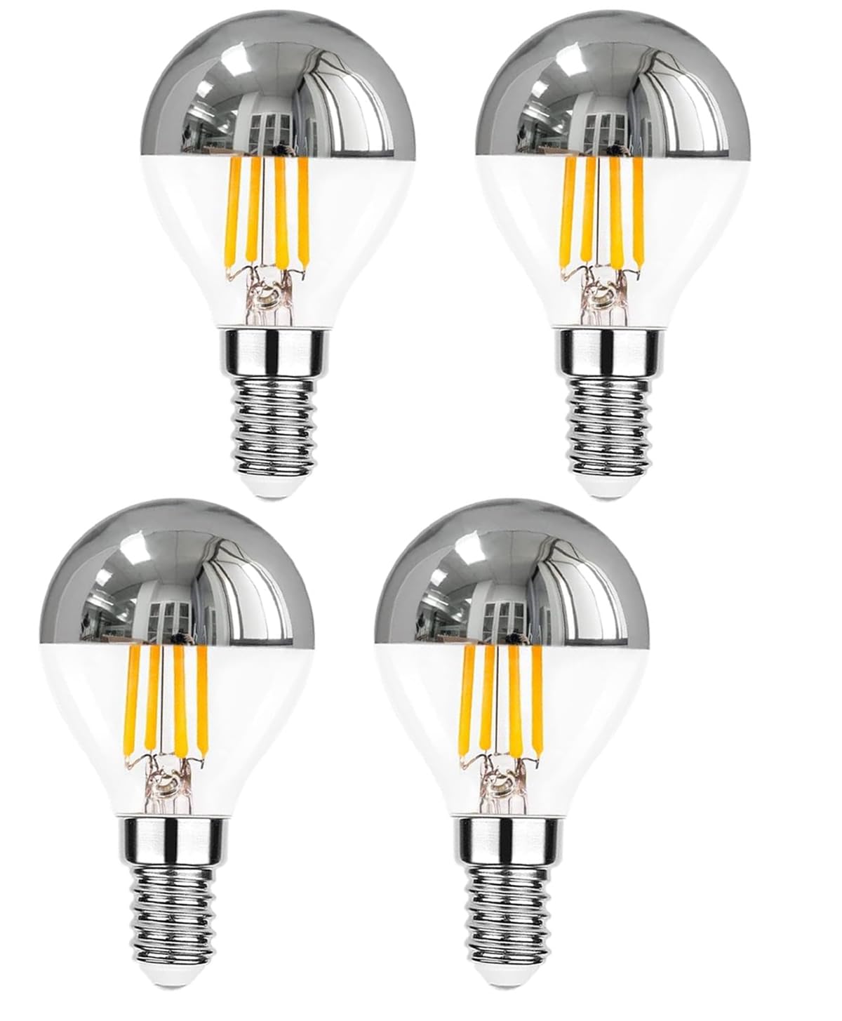 G45 Half Chrome LED Light Bulbs, 4W (40W Eq), E12, 2700K Warm White