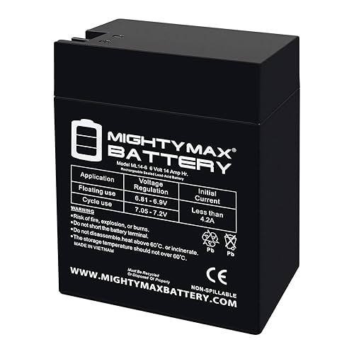 ML14-6 - 6 Volt 14 AH, Fast-on Terminal, Rechargeable SLA AGM Battery