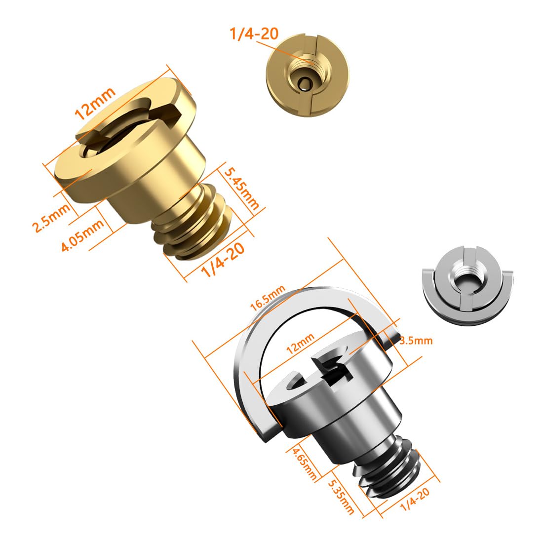 ThtRht 2 Pack Camera Bottom Screw Extender Replacement D-Ring Male to Female 1/4 inch Thread Mount Screws Adapter for Leather Half Case Cover Half