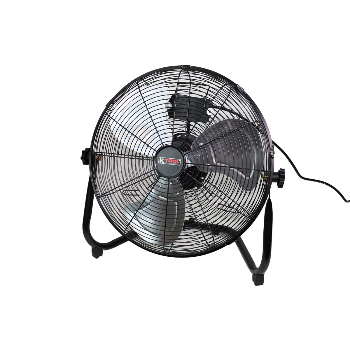 K Tool International 77721; 18” Floor Fan; Commercial, Residential, and Industrial Use, 3 Speed High Velocity Motor, Multiple Angle Tilt for Various