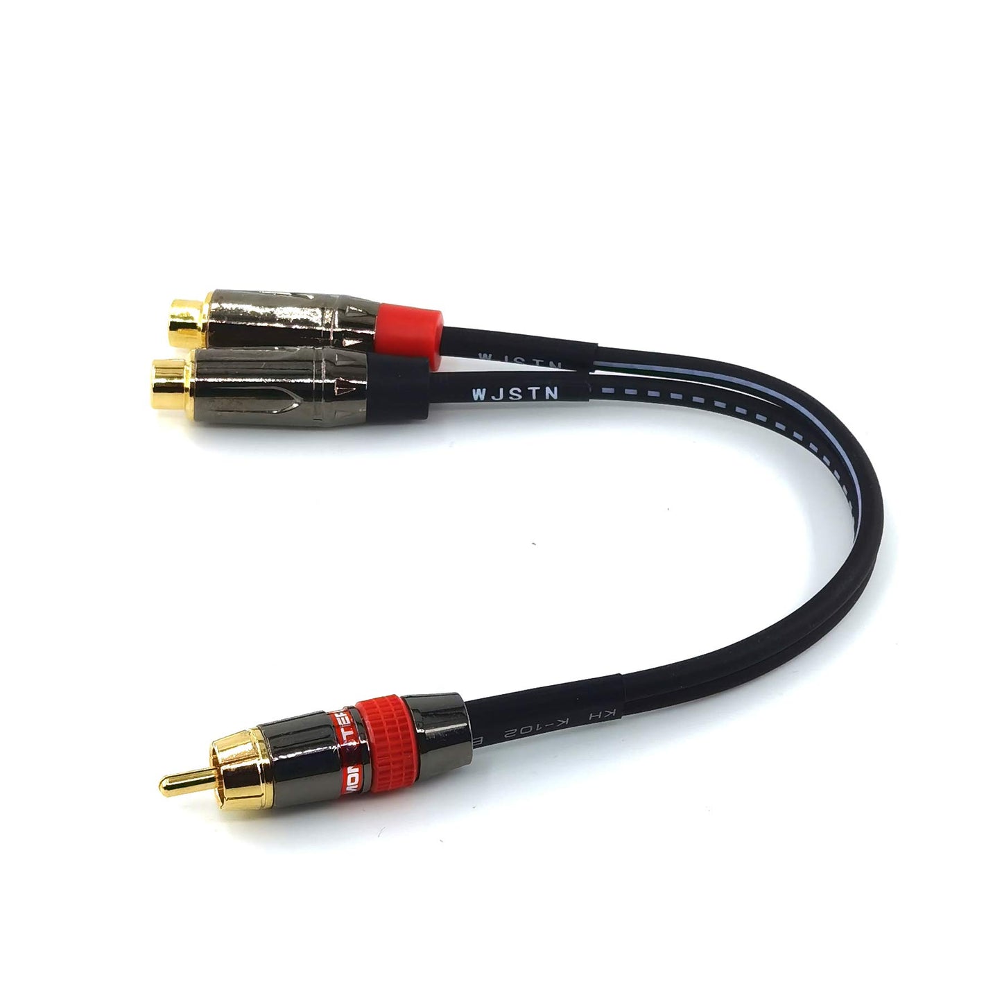 WJSTN RCA Audio Splitter 1 in 2 Out RCA Female to Dual Male Gold Plated Adapter,8 in (1Male to 2 Female)