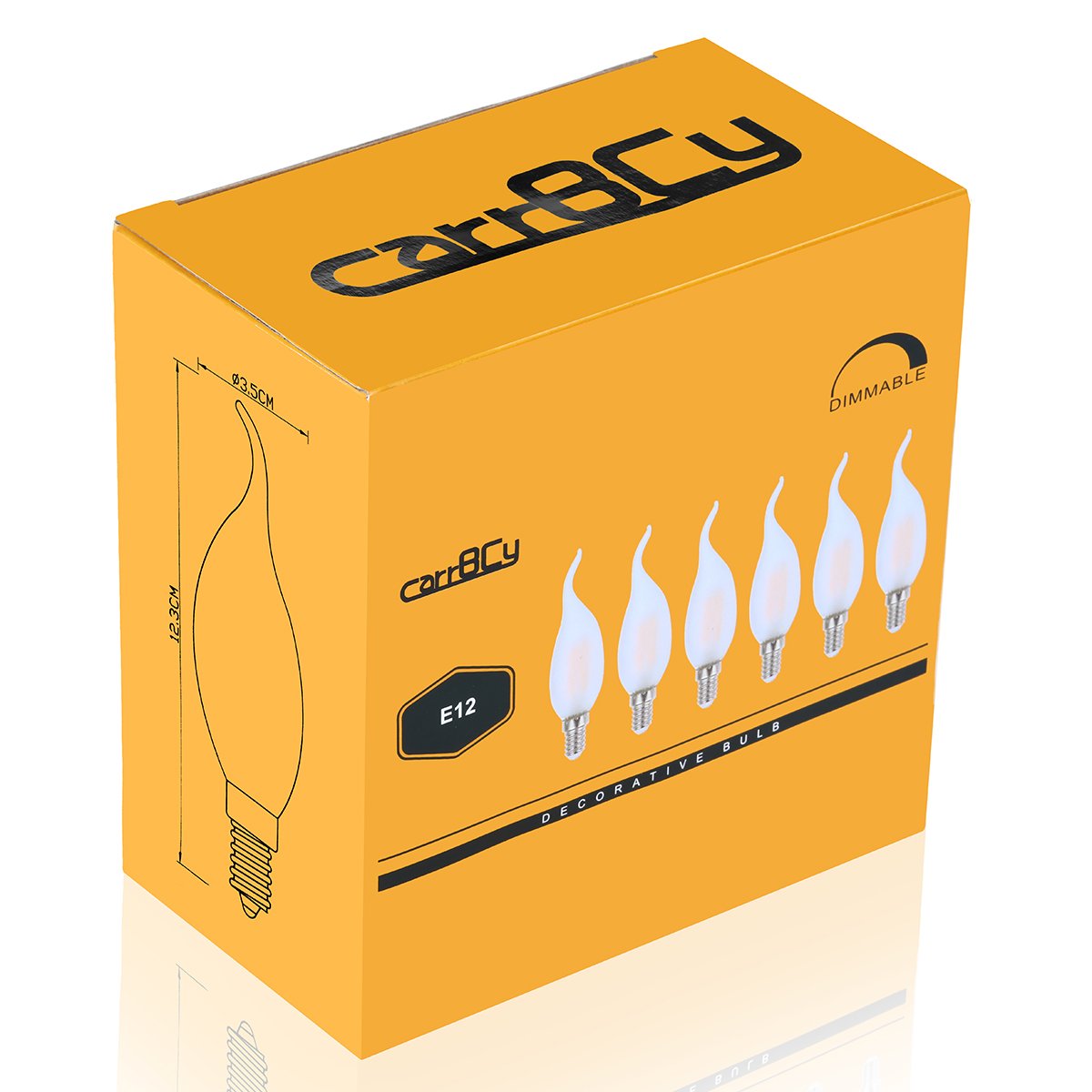 carryBC Candelabra LED Bulbs 2700K 40w Equivalent Improve Flame tip Frosted Glass E12 Base Warm White Decoration E12 LED Bulb Dimmable 6 Pack