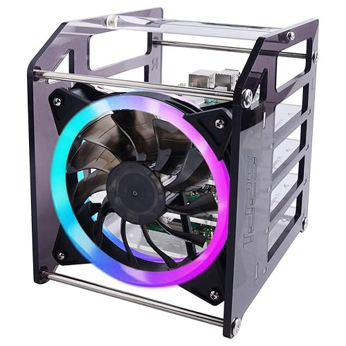 GeeekPi Cluster Case for Raspberry Pi, Pi Rack Case Stackable Case with Cooling Fan 120mm RGB LED 5V Fan for Raspberry Pi 4B/3B+/3B/2B/B+ and Jetson