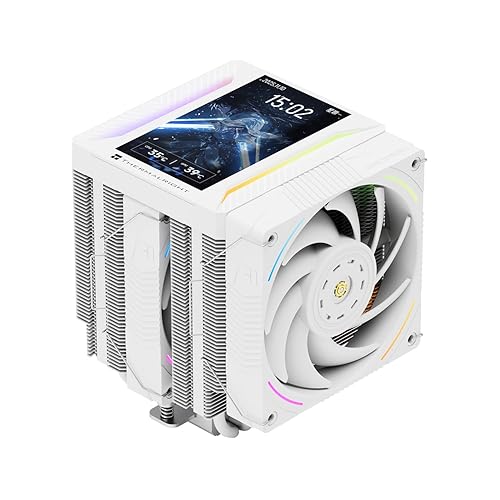 Thermalright Peerless Assassin 120 Vision MAX ARGB White CPU Air Cooler, Twin Tower Radiator 2150RPM,480x854 Resolving Power IPS Screen