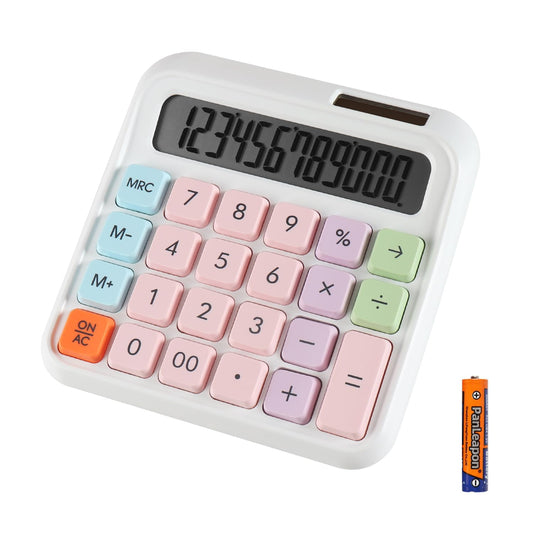 HIHUHEN Large Computer Electronic Calculator Counter Solar & Battery Power 12 Digit Display Multi-Functional Big Button for Business Office School
