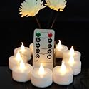 Jialine Remote flameless led Tea Light Candles with Timer,Realistic Flickering tealight Candles with Remote,Safe Decorative Lighting