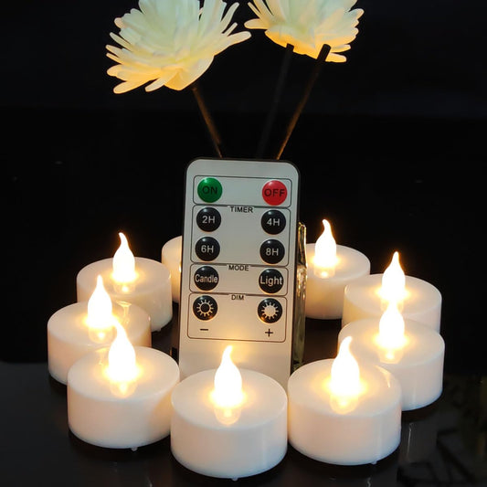Jialine Remote flameless led Tea Light Candles with Timer,Realistic Flickering tealight Candles with Remote,Safe Decorative Lighting