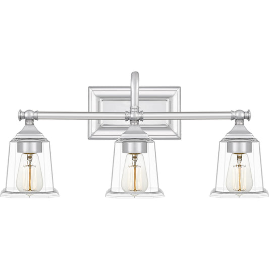 Quoizel Nicholas 22" Wide Polished Chrome 3-Light Bath Light