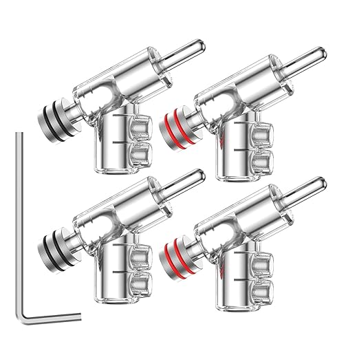 Viborg 4X HiFi Rhodium Plated Banana Plug Connectors 45 Degree Angled Screw Locking UST Banana Connectors for Speaker Wire, Audio/Video Receiver