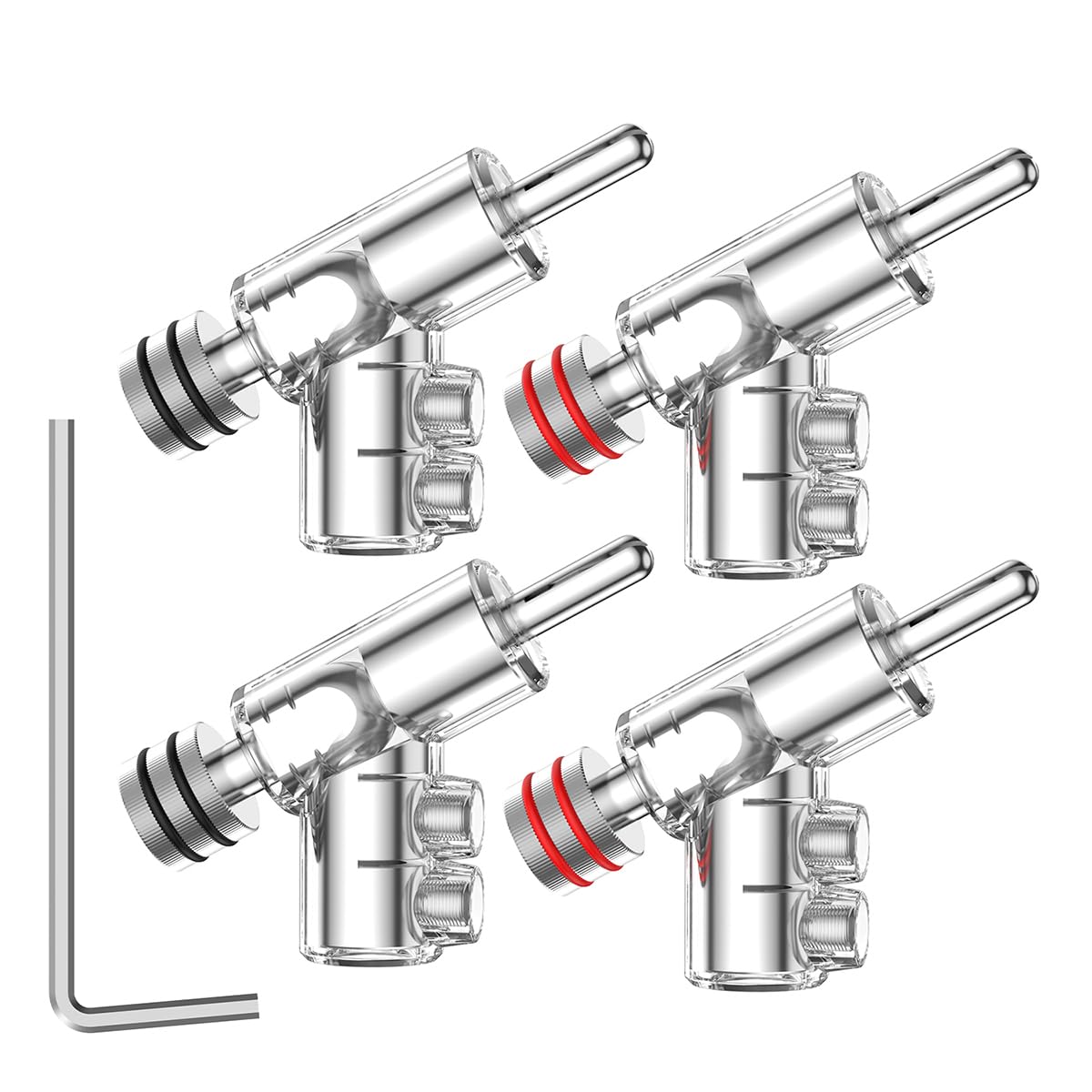 Viborg 4X HiFi Rhodium Plated Banana Plug Connectors 45 Degree Angled Screw Locking UST Banana Connectors for Speaker Wire, Audio/Video Receiver