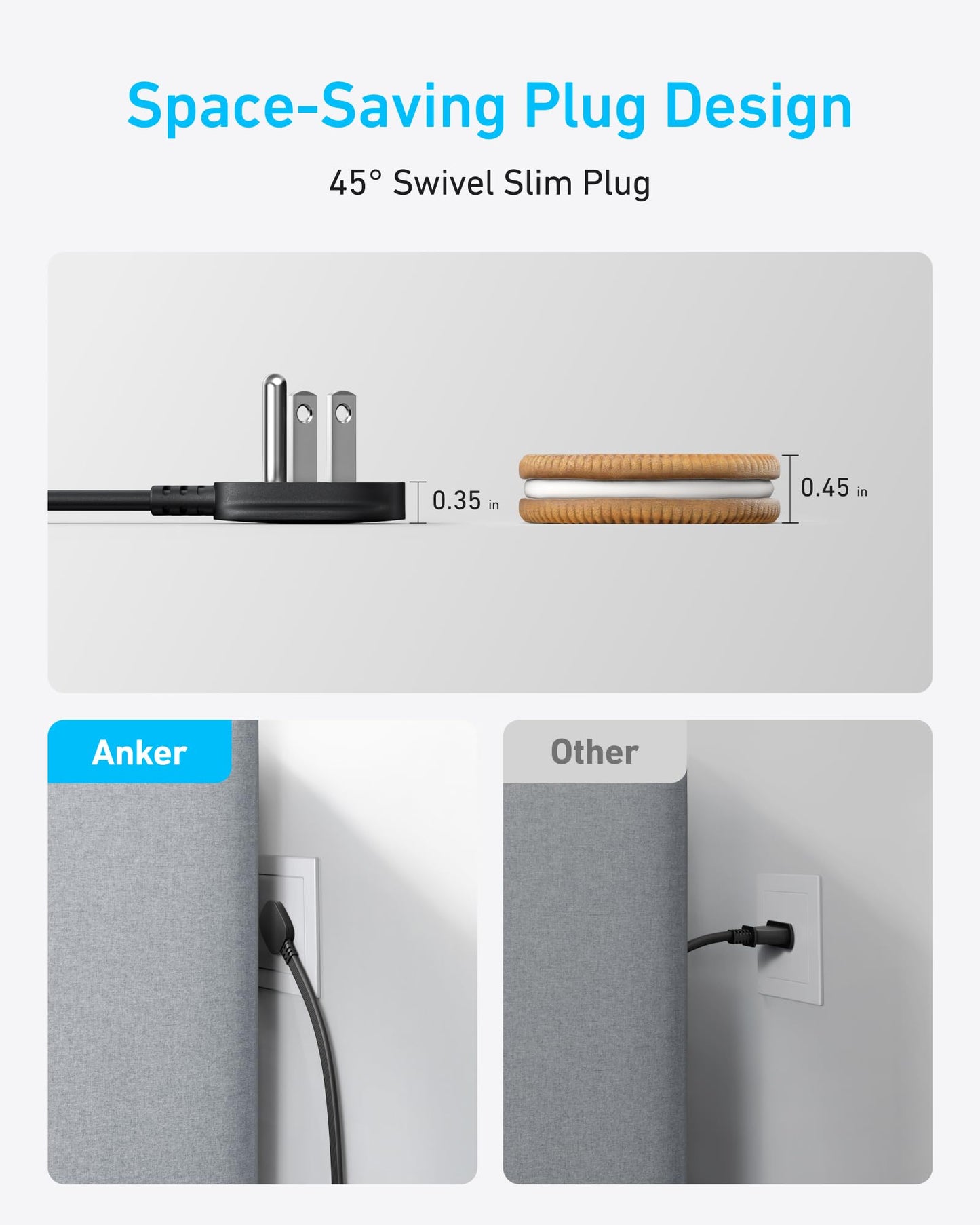 Anker Charging Station, 20W Max 8-in-1 USB-C Power Strip for iPhone 15/14 and MacBook Air/Pro, 5 ft Thin Cord with 4 AC, 2 USB-A, and 2 USB-C Ports