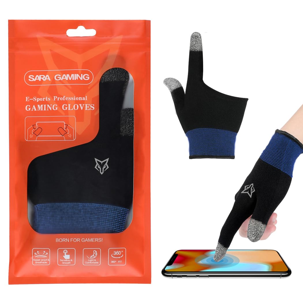 rinsfox E-Sports Sara Gaming Gloves,Game Gloves, gaming finger sleeves, Anti-Sweat Breathable, thumb sleeves for Highly Sensitive Nano-Silver Fiber