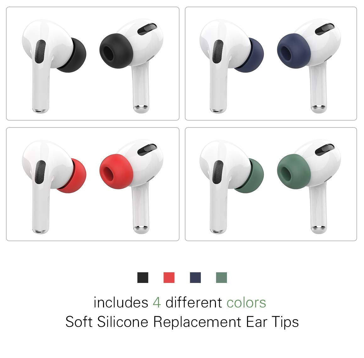 [4-Pair] WQNIDE Ear Tips for Airpods Pro & Airpods Pro 2nd Generation Ear Tips (Silicone), Anti Slip Soft Silicone Airpods Pro Replacement Ear Tips