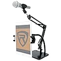 Rockville iSTAND 85 Dual Desktop Boom Arm & Gooseneck Stand, Weighted Base, Adjustable Mic Clip, Phone/Tablet Holder, Perfect for Studio, Podcasting