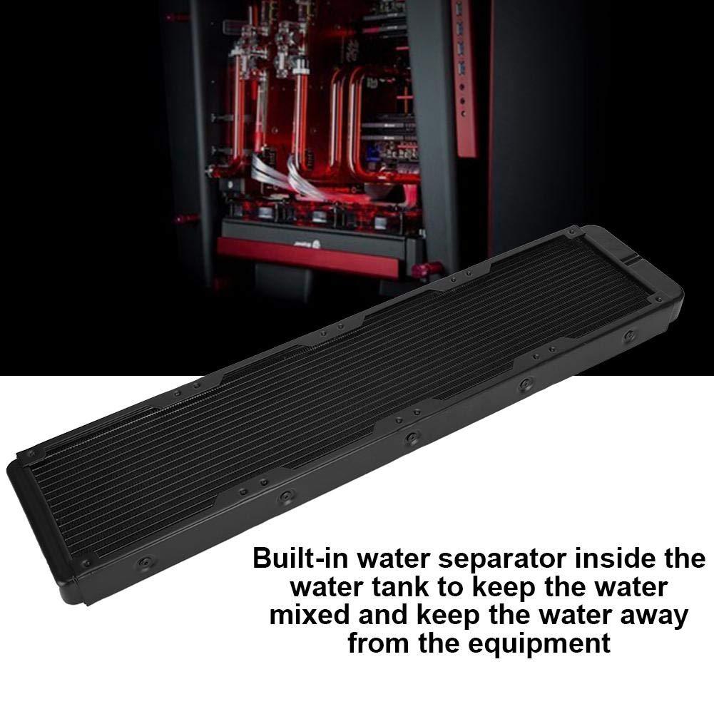 Computer Heat Exchanger Radiator, G1/4 Thread 480mm Water Cooling Radiator 18-Tubes Aluminum Alloy Heat Exchanger Computer for Cooling System