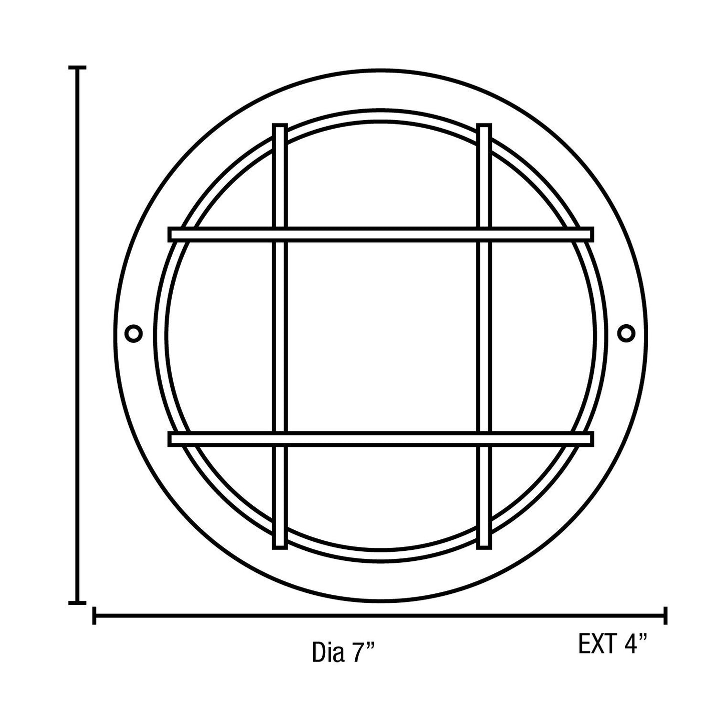 Nauticus - Round 7"dia Wet Location Bulkhead - White Finish - Frosted Glass Shade