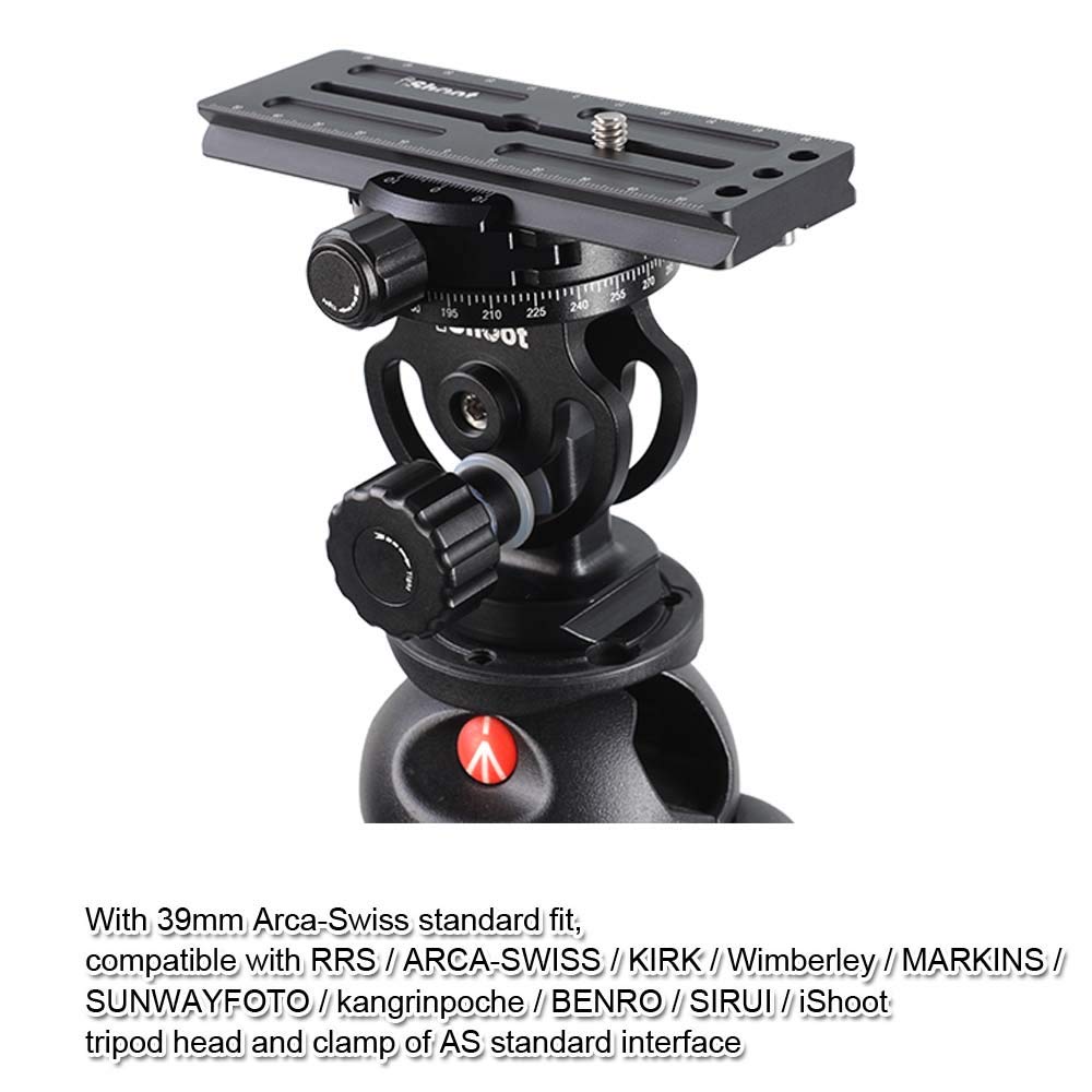 iShoot Quick Release Plate Compatible with Large Camera w/Battery Grip Canon 1DX II 1DX 1Ds Nikon D6 D5 D4 D3 D3S D3X D2X D2H D1 D1X D1H &Arca Fit