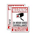 SIGNOGRAFX 24 Hours video surveillance sign, Private Property No Trespassing Signs,2-Pack, 10 x 7 Inches, Security camera for home, Business