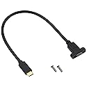 AAOTOKK USB Type C 3.1Panel Mount Adapter Cable USB-C 3.1 Gen2 10Gbps Male to USB C Female Panel Mount Screw Cable,Supports Charging,Data,Audio,Video