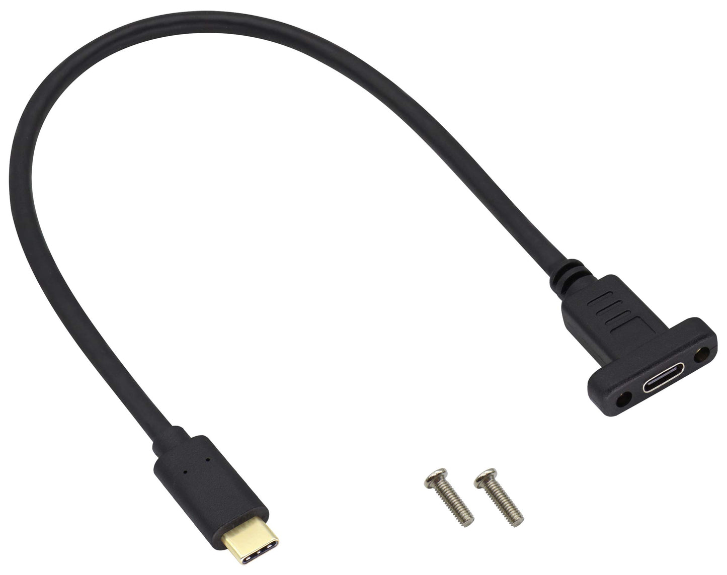 AAOTOKK USB Type C 3.1Panel Mount Adapter Cable USB-C 3.1 Gen2 10Gbps Male to USB C Female Panel Mount Screw Cable,Supports Charging,Data,Audio,Video