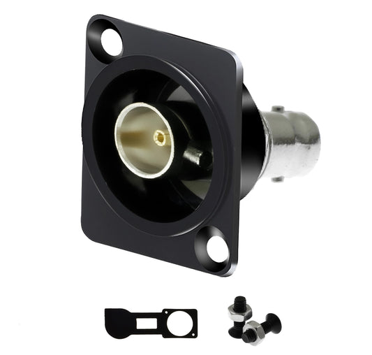 YiKaiEn 75 Ohm BNC D-Type Panel Mount Connector - SDI Compatible, Gold-Plated Coaxial Female-to-Female Adapter with Waterproof Cover for Custom