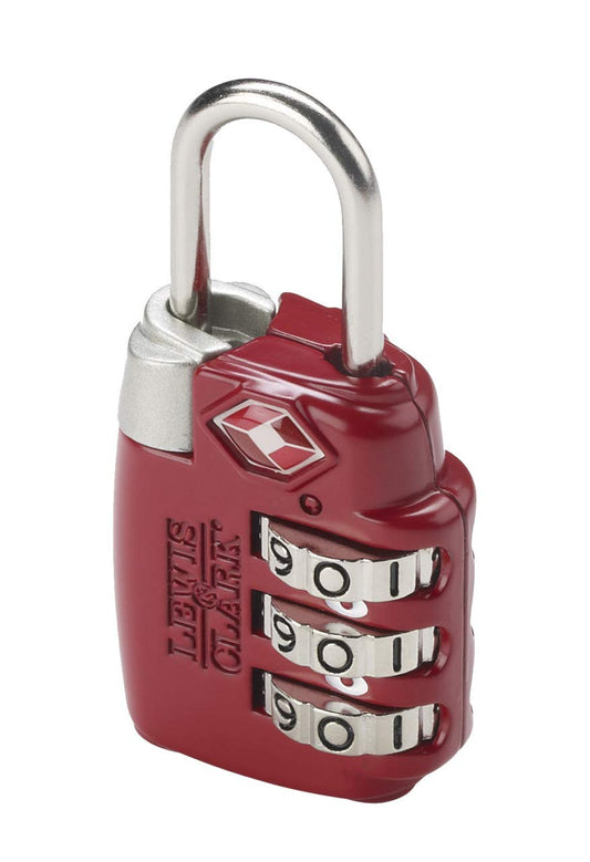 Lewis N. Clark TSA 3 Dial Combination Lock, Red