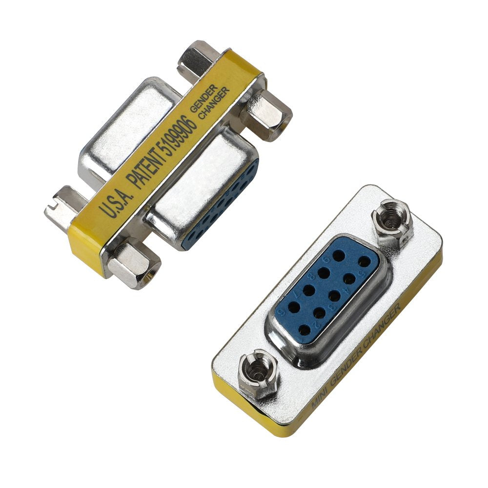WOVTE DB9 Female to Female Mini Gender Changer Coupler Adapter Connector Pack of 2 (VGA/SVGA 9/9)