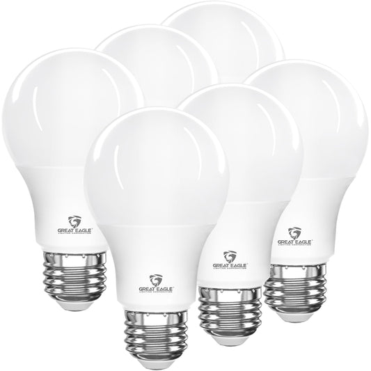 Great Eagle A19 LED Light Bulbs 60 Watt Equivalent - UL Listed - Warm White 2700K LED Light Bulbs, 9W Non-Dimmable, 800 Lumens (6 Pack)