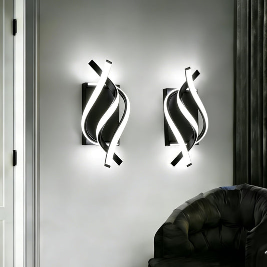 GLWET Wall Sconce of 2, Modern Wall Light Fixture Black Wall Mount Light for Mirror,Bedside, Bathroom, Bedroom, Hallway