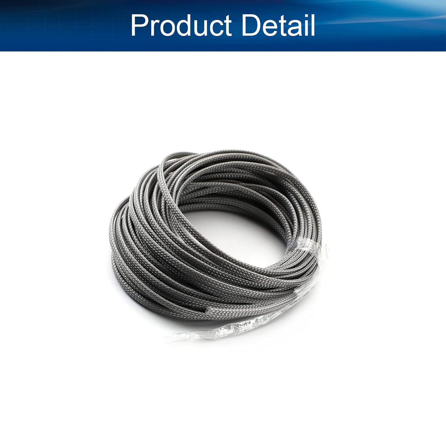 Bettomshin 1Pc 32.8Ft(10m) Cable Management Sleeve, 3/16"(4mm) Width PET Grey Cord Protector, Wire Loom Tube Insulated Split Sleeving for USB Cable