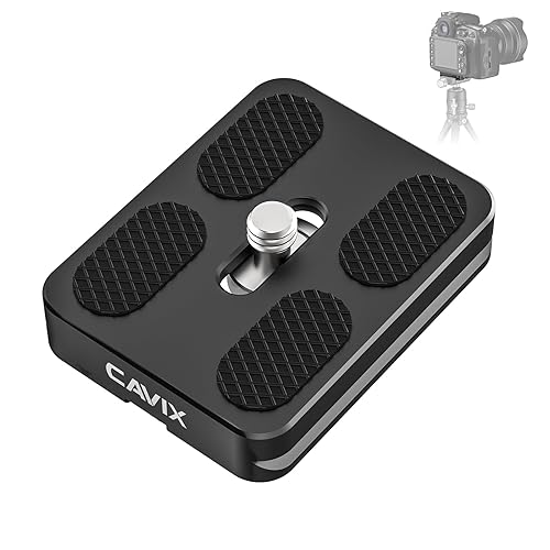 CAVIX PU-50 Ultra-Thin Arca-Swiss Quick Release Plate - Lightweight Aluminum with Anti-Slip Pad, Universal 1/4?-20 Screw for DSLR/Mirrorless, Tripods