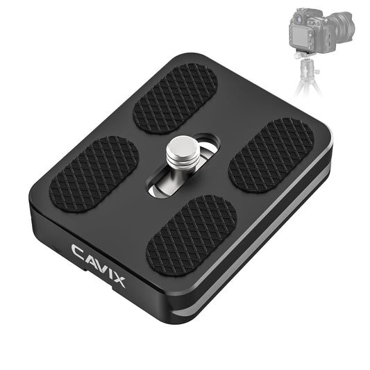 CAVIX PU-50 Ultra-Thin Arca-Swiss Quick Release Plate - Lightweight Aluminum with Anti-Slip Pad, Universal 1/4?-20 Screw for DSLR/Mirrorless, Tripods