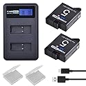 PowerTrust 2-Pack Replacement AHDBT-501 Batteries and Rapid LCD USB Dual Charger for GoPro Hero 5/6/7/8 Hero5 GoPro Hero 6 Black Camera Battery