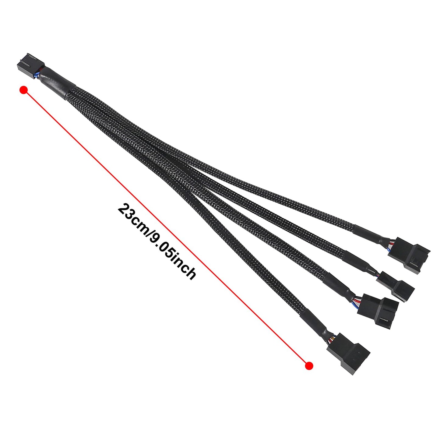 UMLIFE 6Pack 1 to 4 PWM Fan Splitter Cable (4 Pin+3 Pin) for Desktop PC, 27cm/11in