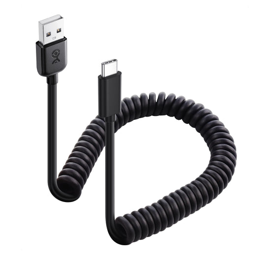 Cable Matters USB to USB C Coiled Cable with 3A/15W Fast Charging 1-4ft, Support Apple CarPlay, Android Auto, Coiled USBA to USBC Cable, for iPhone
