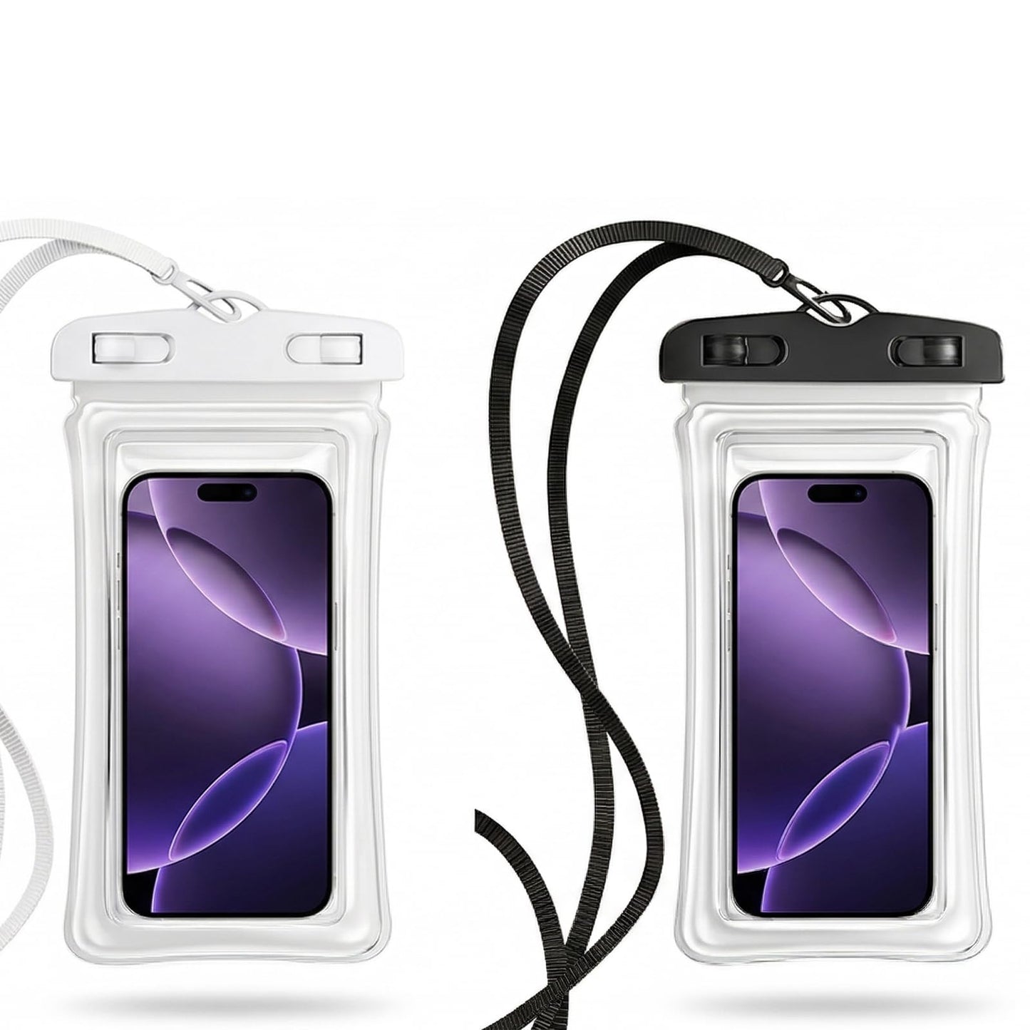[2 Pack] Universal Floating Waterproof Phone Pouch, IP68 Water Proof Case for All Phones with Detachable Lanyard - Perfect Beach Cruise Essentials