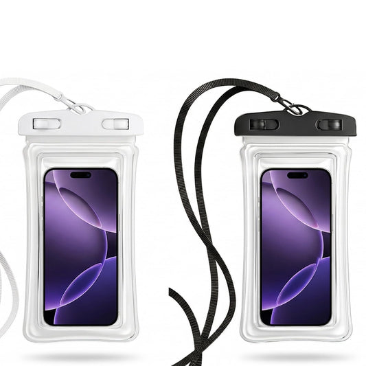 [2 Pack] Universal Floating Waterproof Phone Pouch, IP68 Water Proof Case for All Phones with Detachable Lanyard - Perfect Beach Cruise Essentials