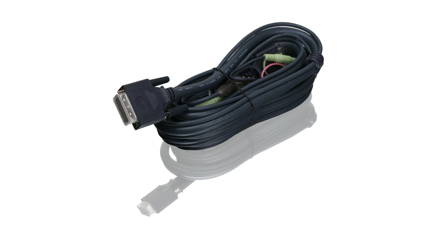IOGEAR Dual-Link 10 Foot DVI KVM Cable with USB and Audio/Mic, TAA Compliant, G2L7D03UDTAA