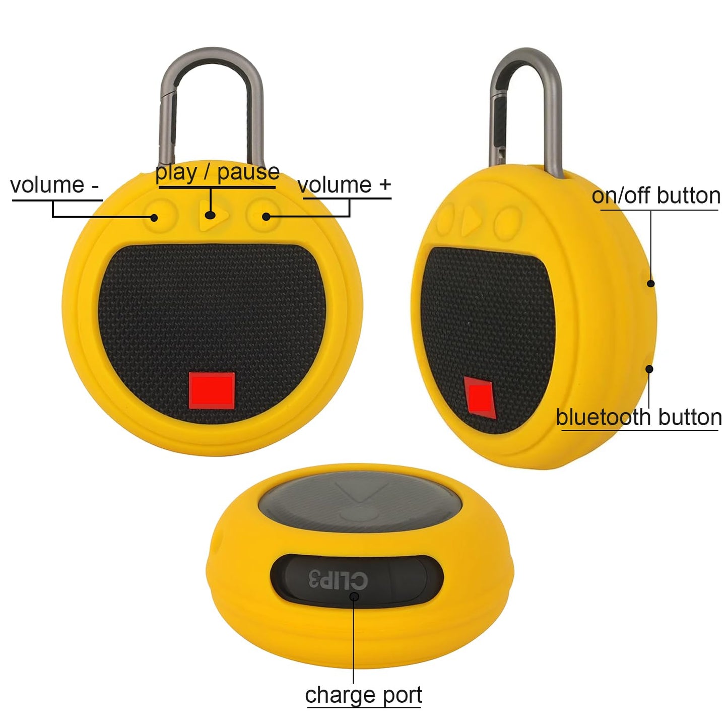 NSHOLSTAME Silicone Case Compatible with Clip 3 Speaker,Carrying Case for Clip 3 Waterproof Portable Speaker (Orange)
