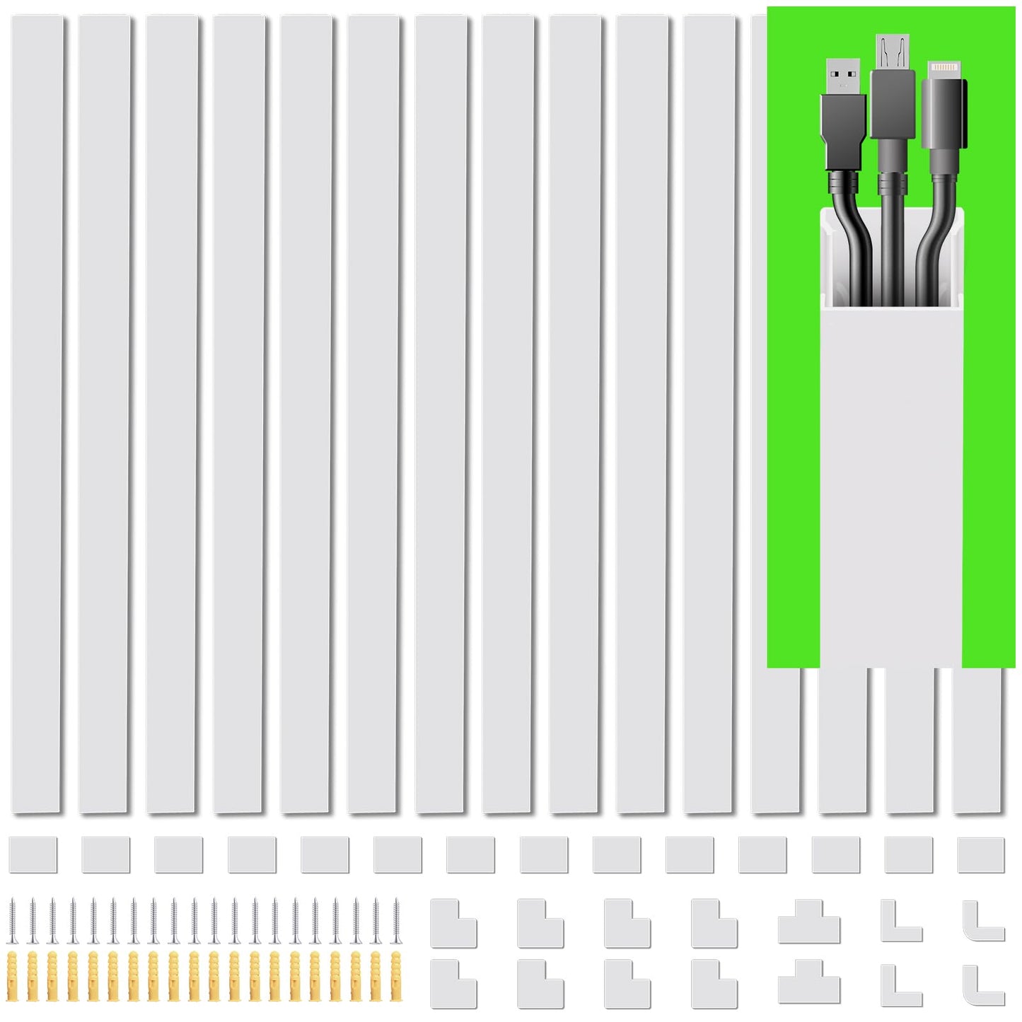 235.5 Inch Cord Hider Kit, Cord Covers for Wires on Wall, Cord Cover Raceway Kit, Paintable Cord Concealer Cord Hider, Home TV Office Wall Wire Cover