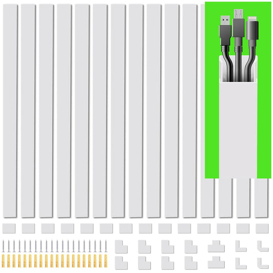235.5 Inch Cord Hider Kit, Cord Covers for Wires on Wall, Cord Cover Raceway Kit, Paintable Cord Concealer Cord Hider, Home TV Office Wall Wire Cover