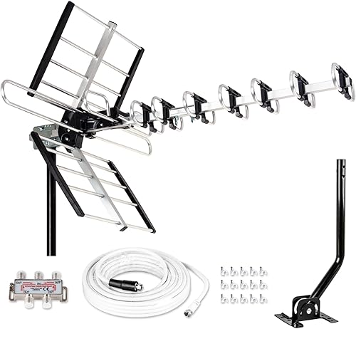 Five Star Outdoor HDTV Antenna up to 200 Mile Long Range, Attic or Roof Mount TV Antenna, Long Range Digital OTA Antenna for 4K 1080P VHF UHF Supports