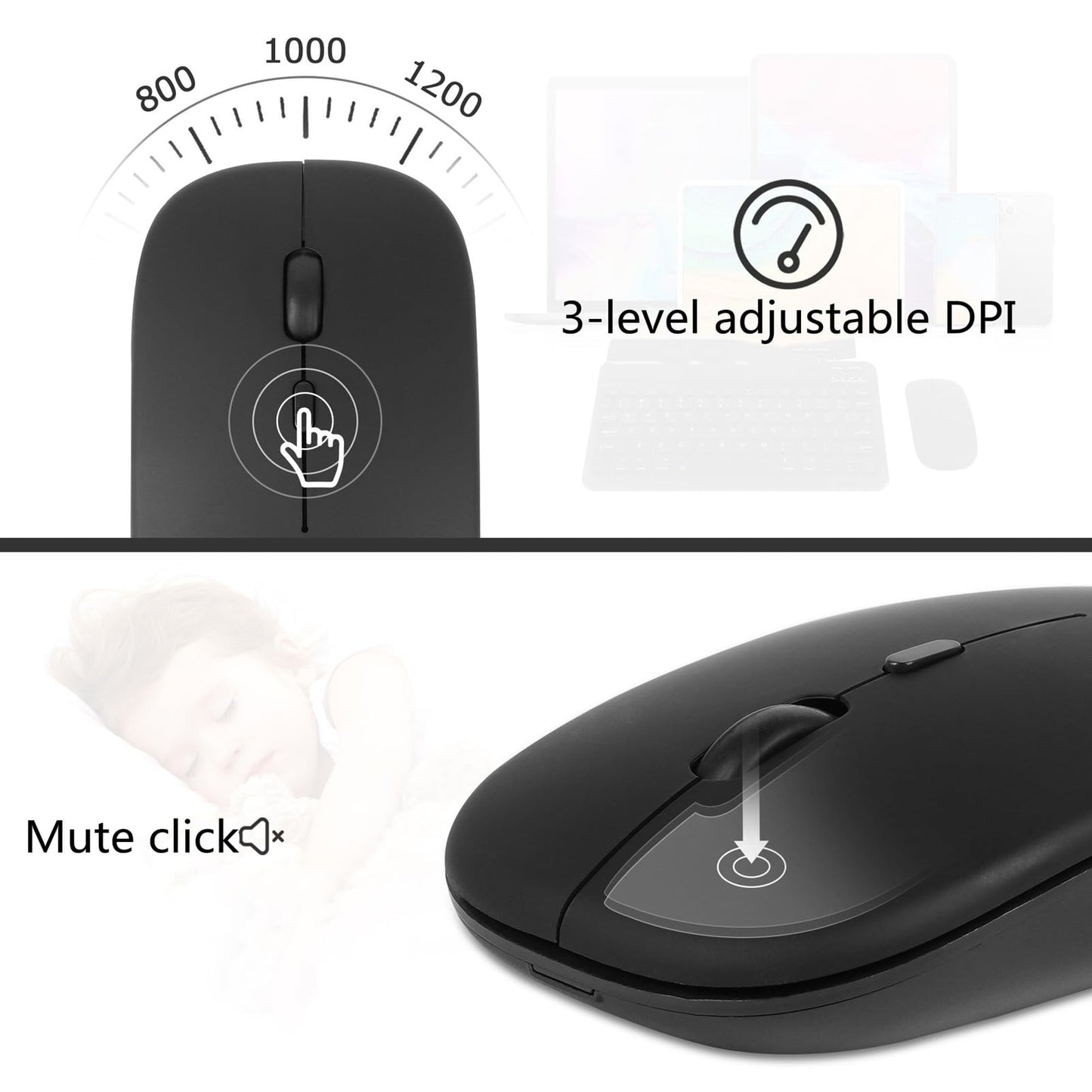 Bluetooth Keyboard and Mouse Combo,Portable Rechargeable Slim Wireless Keyboard and Mice for Computer/Desktop/PC/Laptop/Surface and Windows
