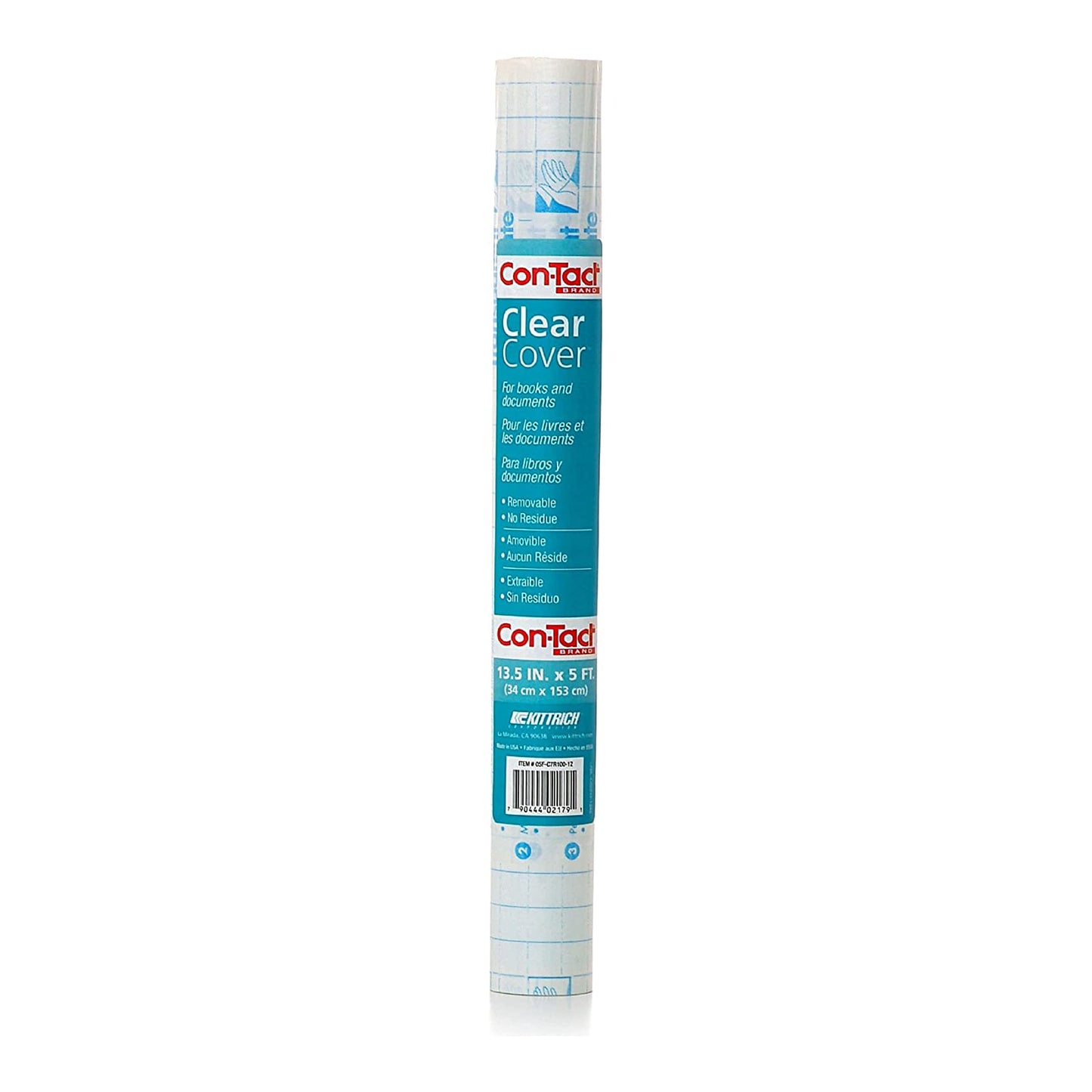 Con-Tact Brand Clear Adhesive Protective Liner, Protect Books and Documents, Easy to Apply Book Cover, 13.5'' x 5'