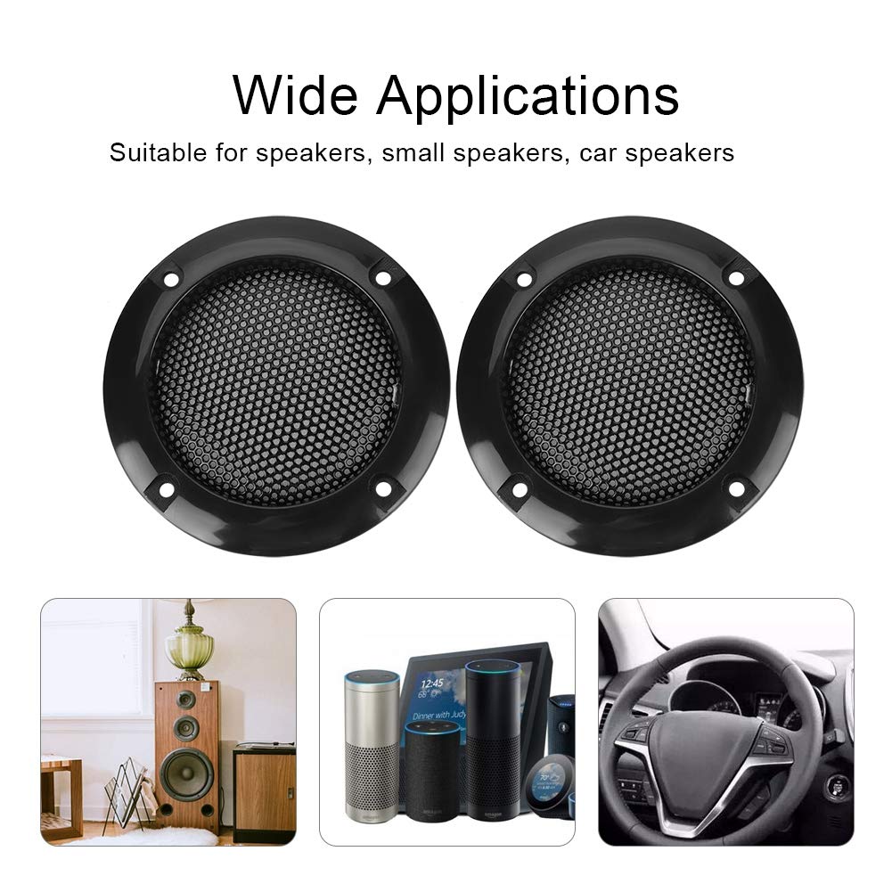 2Pcs 2inch Speaker Grill Cover, Speaker Decorative Steel Mesh Circle Car Speaker Protective Mesh Cover Replacement(Black)