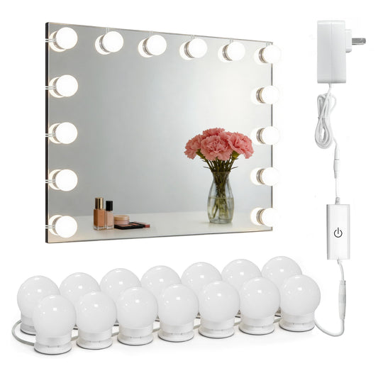 Waneway 14 Bulb Vanity Lights for Mirror, Plug-in Power Adapter & Touch Dimmer, 6,000K, 1350 Lumens (Mirror Not Included)
